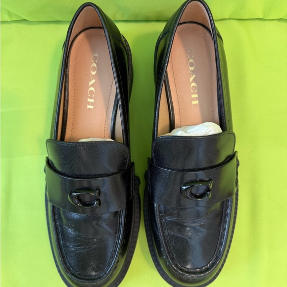 Coach Black Leather 90s-Inspired Lug Sole Leah Loafers - Picture 3 of 6